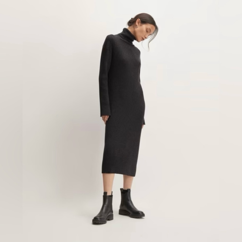 Everlane Wool Blend Midi Sweater Dress - Charcoal Grey - Size Extra Small XS